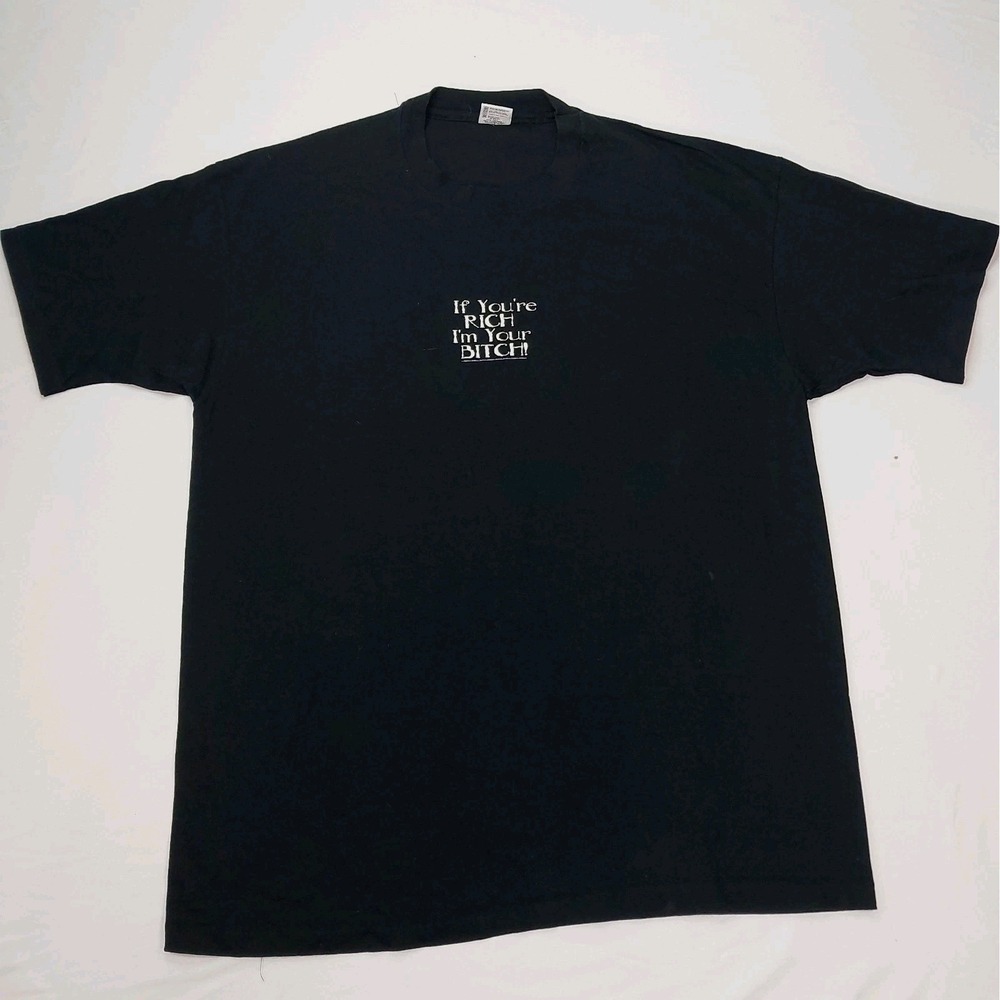 Vintage Anvil Single Stitch Rich B*tch Tee Size 2XL Black